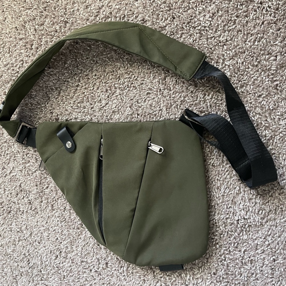 Olive Green Anti Theft Crossbody Bag